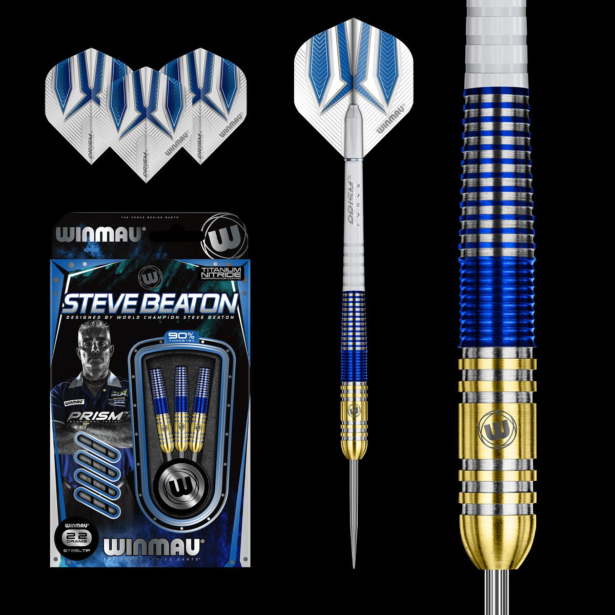 Winmau Steve Beaton 22g steel tip dart set