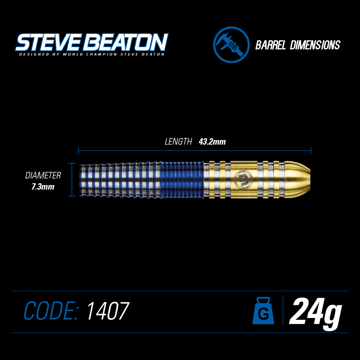 Winmau Steve Beaton 24g steel tip dart set