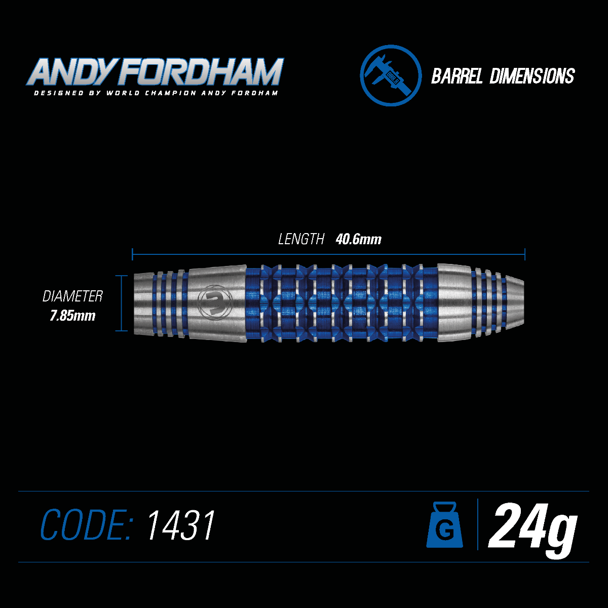 Winmau Andy Fordham 24g special edition steel tip dart set