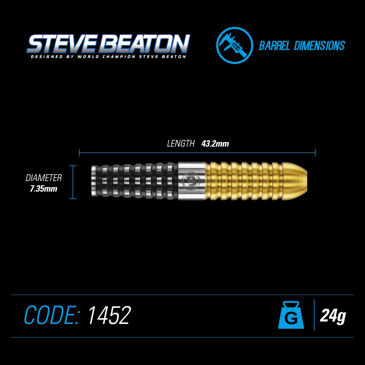 Winmau Steve Beaton 24g special edition steel tip dart set