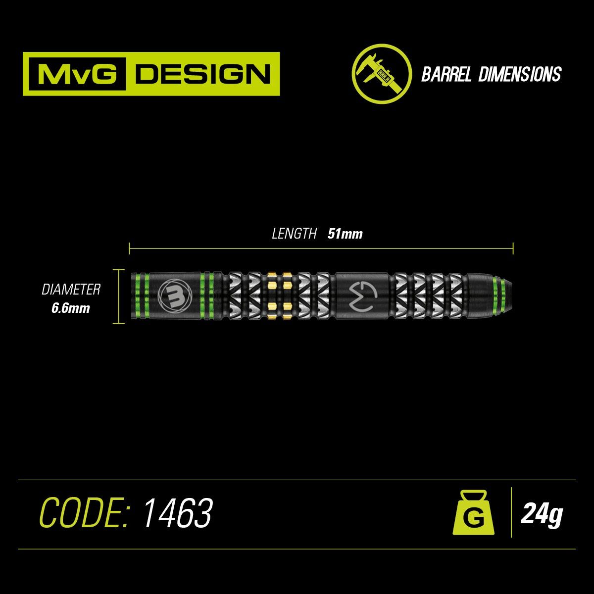 Winmau MVG Vantage 24g steel tip dart set