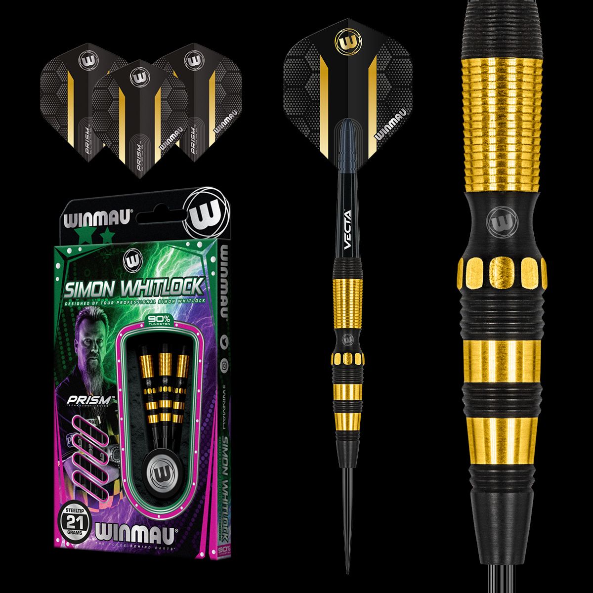Winmau Simon Whitlock Dynamic 21g steel tip dart set