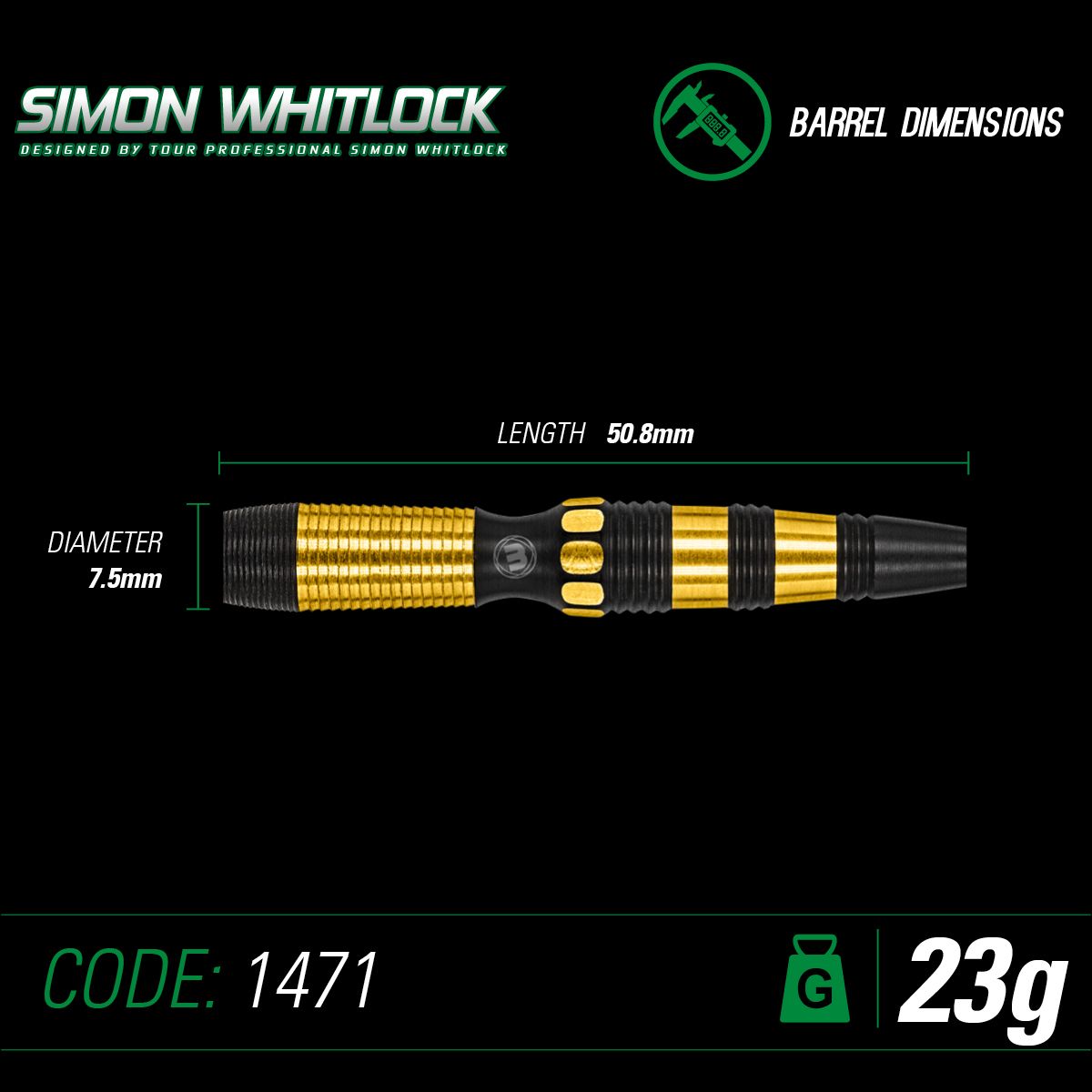 Winmau Simon Whitlock Dynamic 23g steel tip dart set