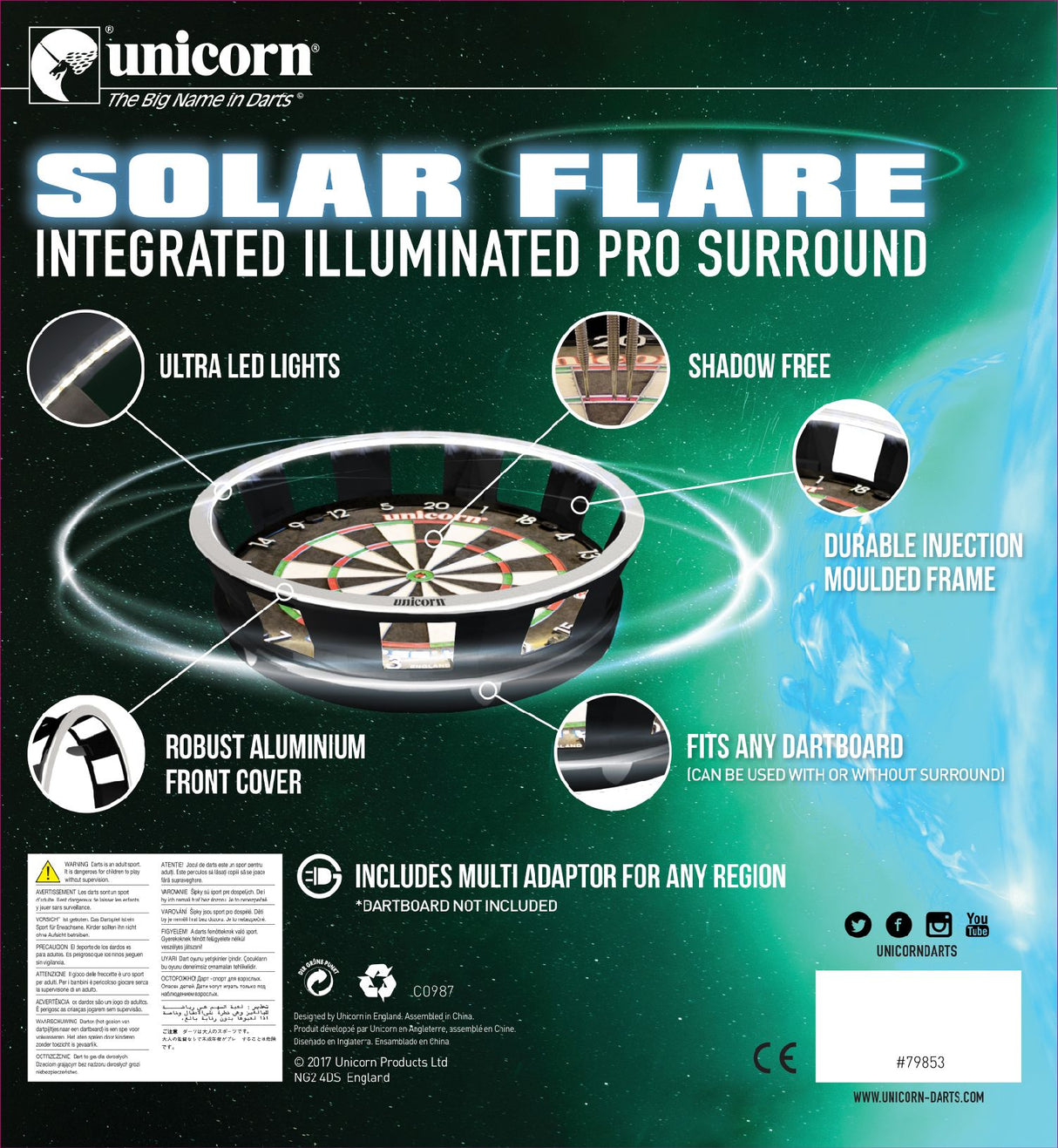 Unicorn Solar flare dartboard lighting system