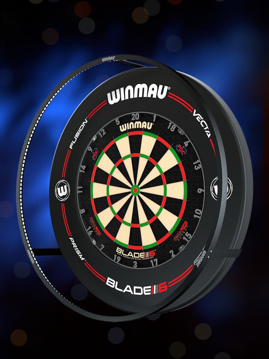Winmau Plasma Dartboard Light & Black Proline Surround Bundle