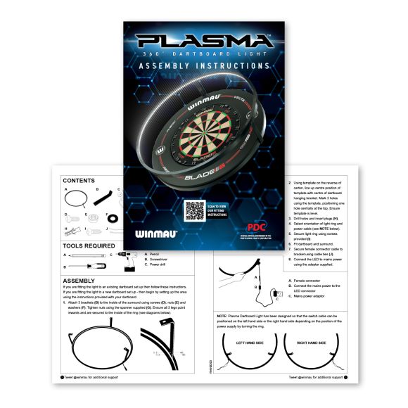 Winmau Plasma Dartboard Light & Black Proline Surround Bundle