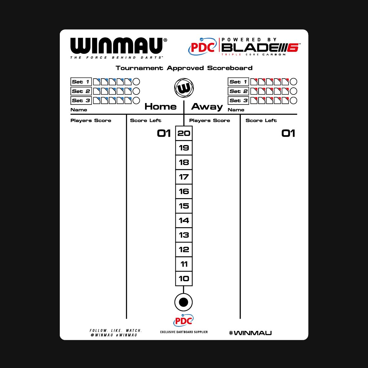 Winmau Dry wipe scoreboard