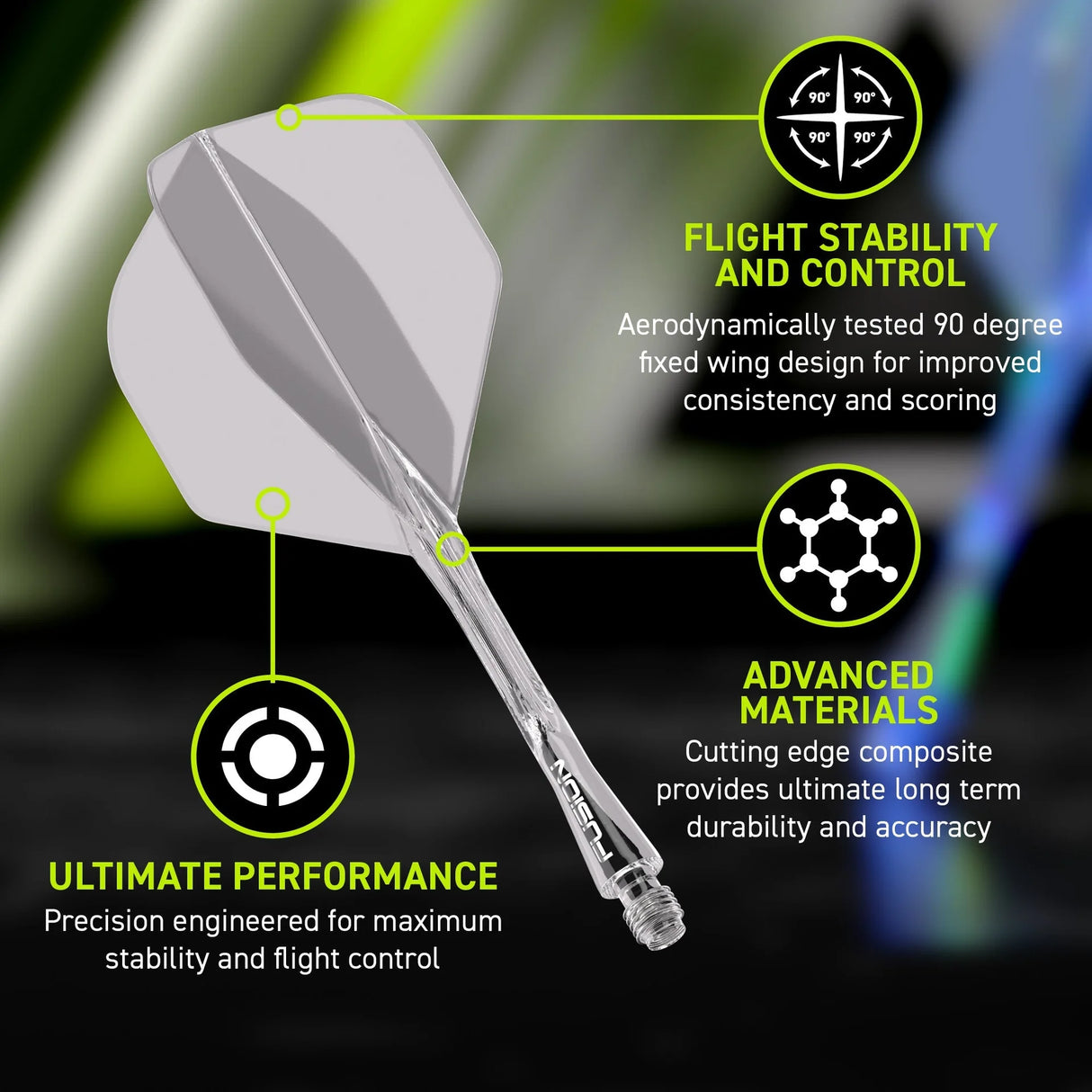 Winmau Fusion NO 2 Clear integrated Dart Flight & Shaft