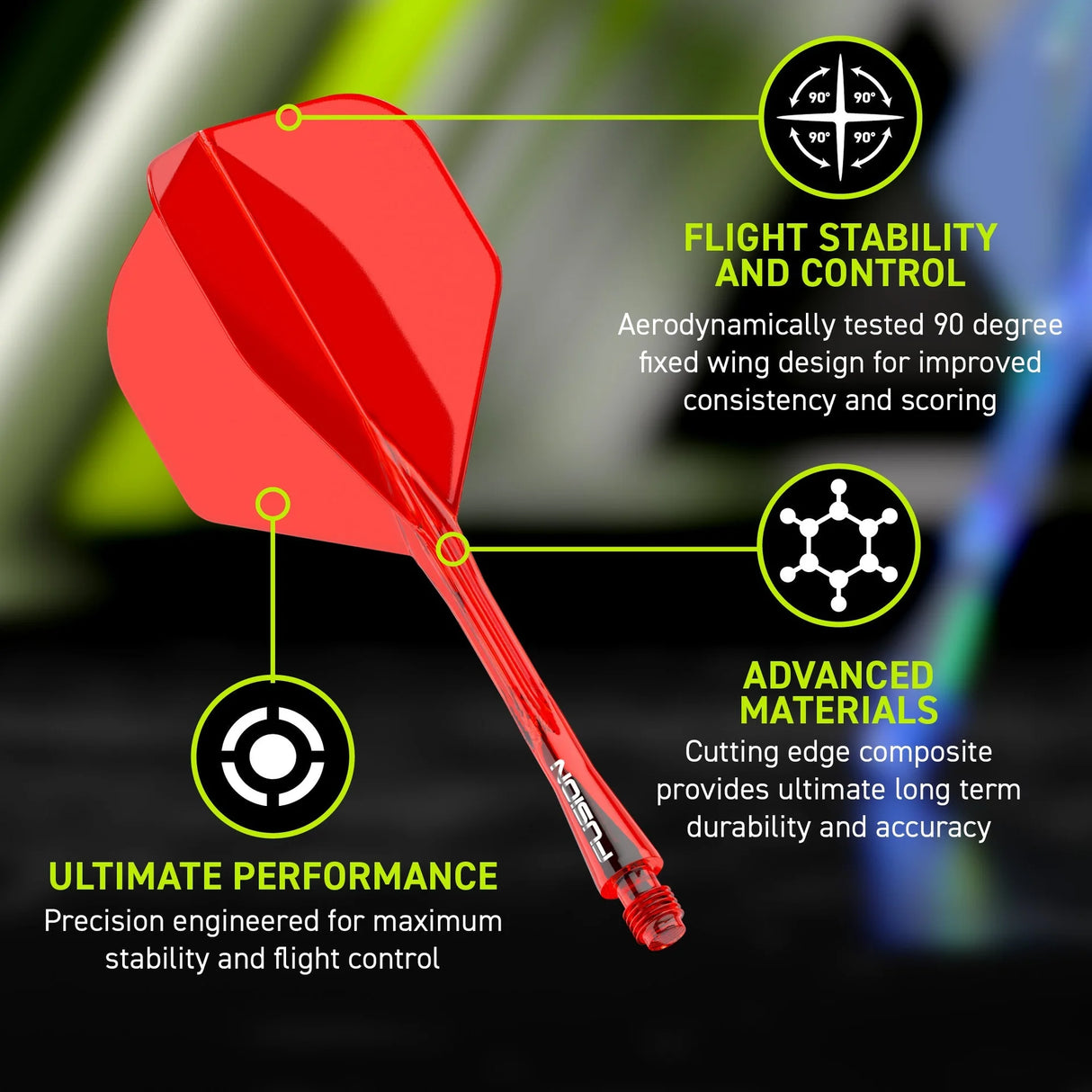 Winmau Fusion NO 2 Red integrated Dart Flight & Shaft
