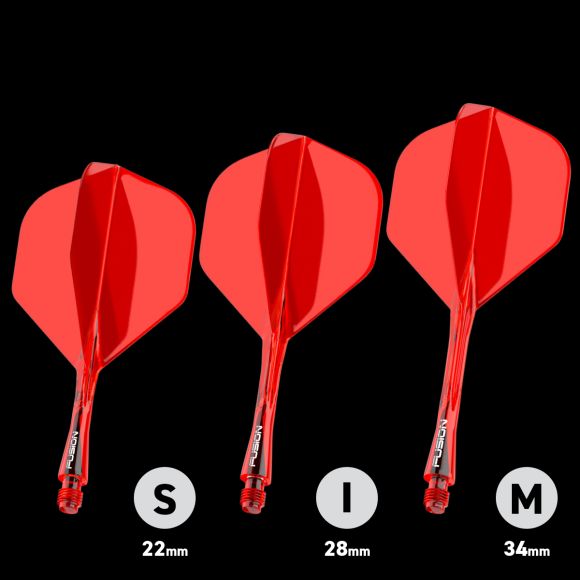 Winmau Fusion NO2 Red short integrated dart flights and stems 22mm