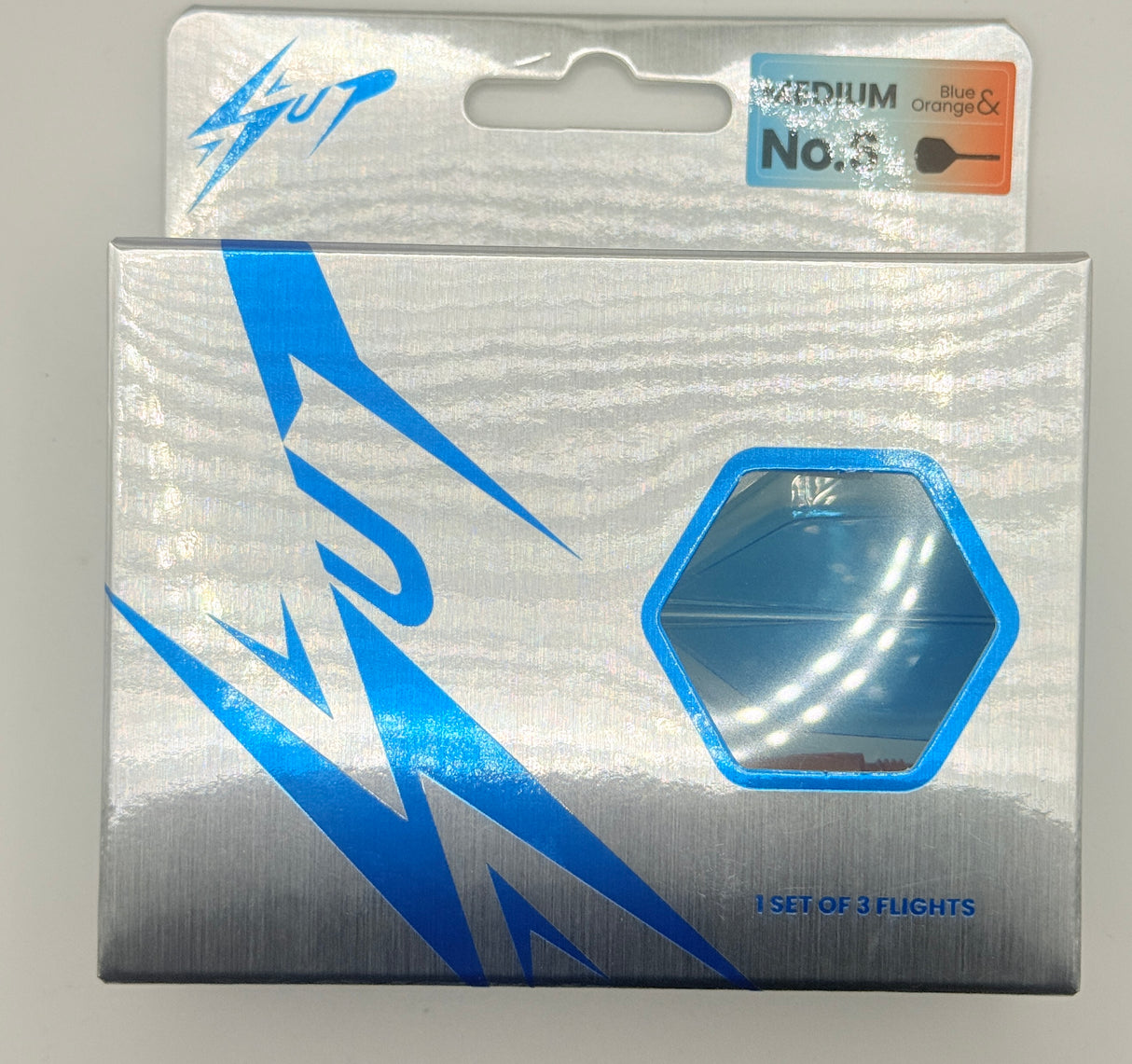 Caliburn Medium NO6 SUP integrated dart flights and stems Orange & Blue