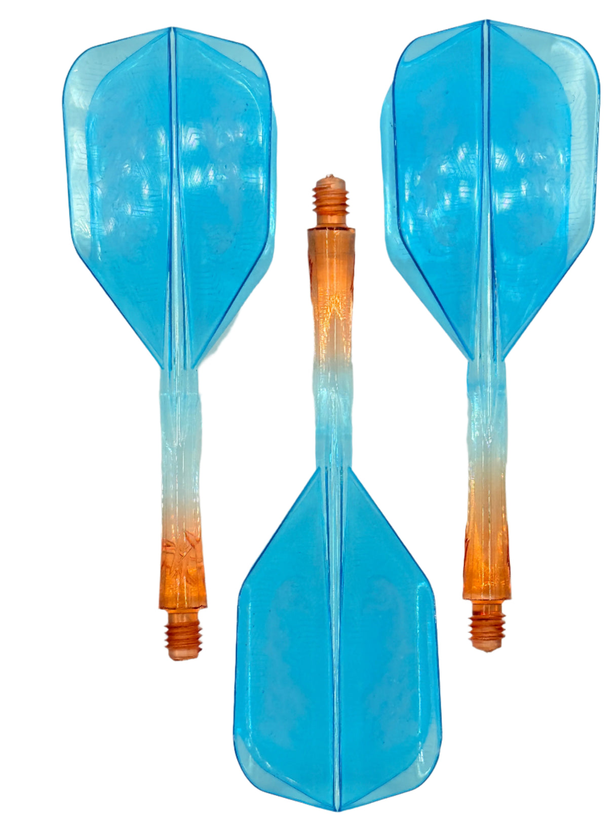 Caliburn Tweenie/Intermdiate NO6 SUP integrated dart flights and stems. Orange & Blue Dragon