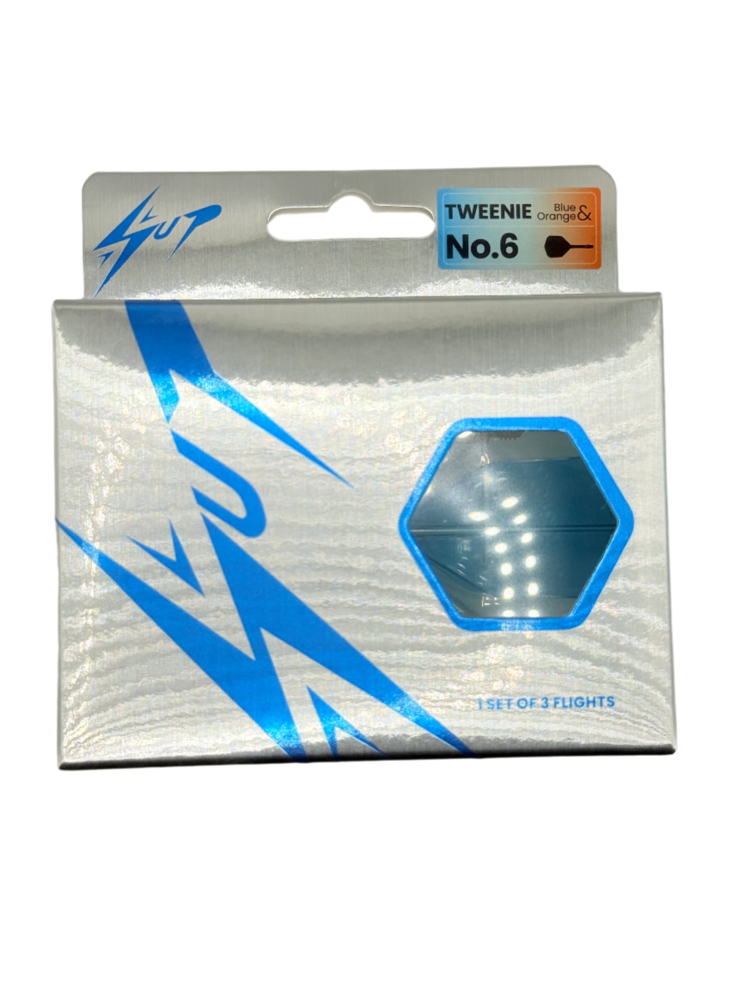 Caliburn Tweenie/Intermdiate NO6 SUP integrated dart flights and stems. Orange & Blue Dragon