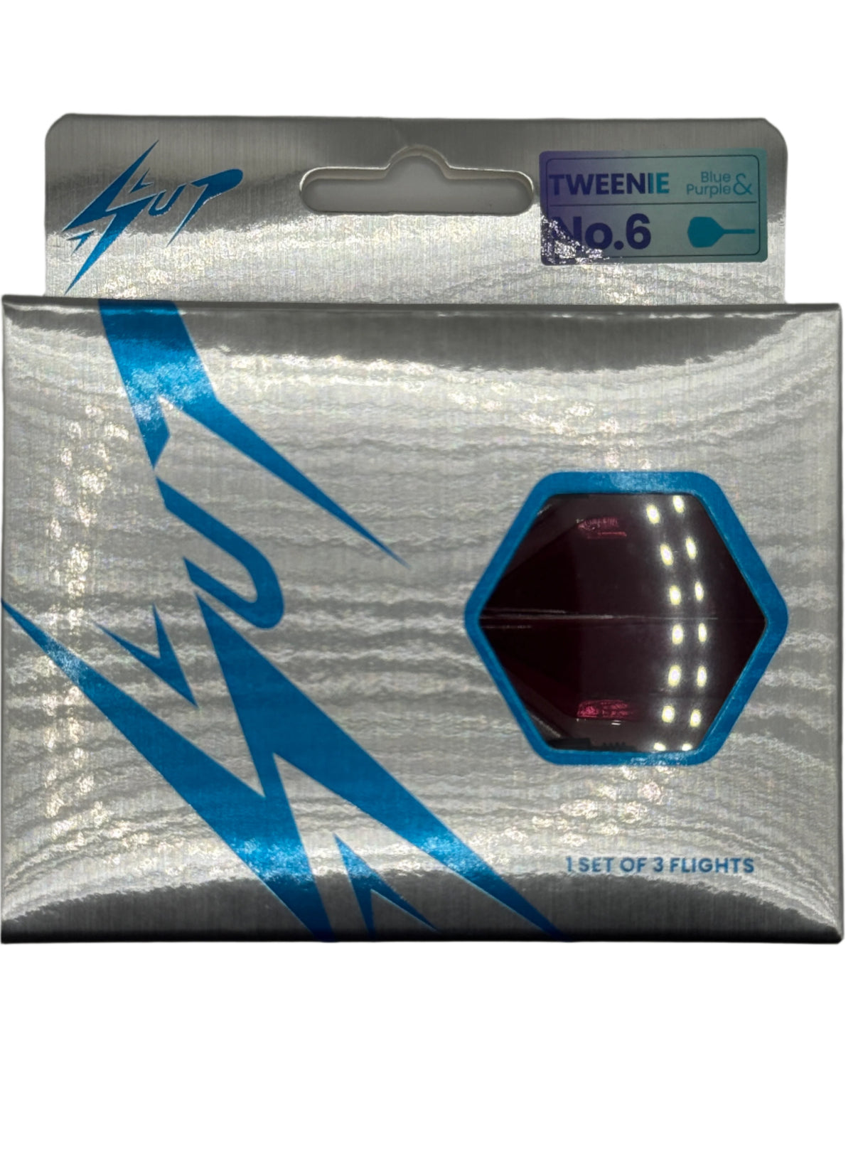 Caliburn Tweenie/Intermdiate NO6 SUP integrated dart flights and stems. Purple & Blue dragon