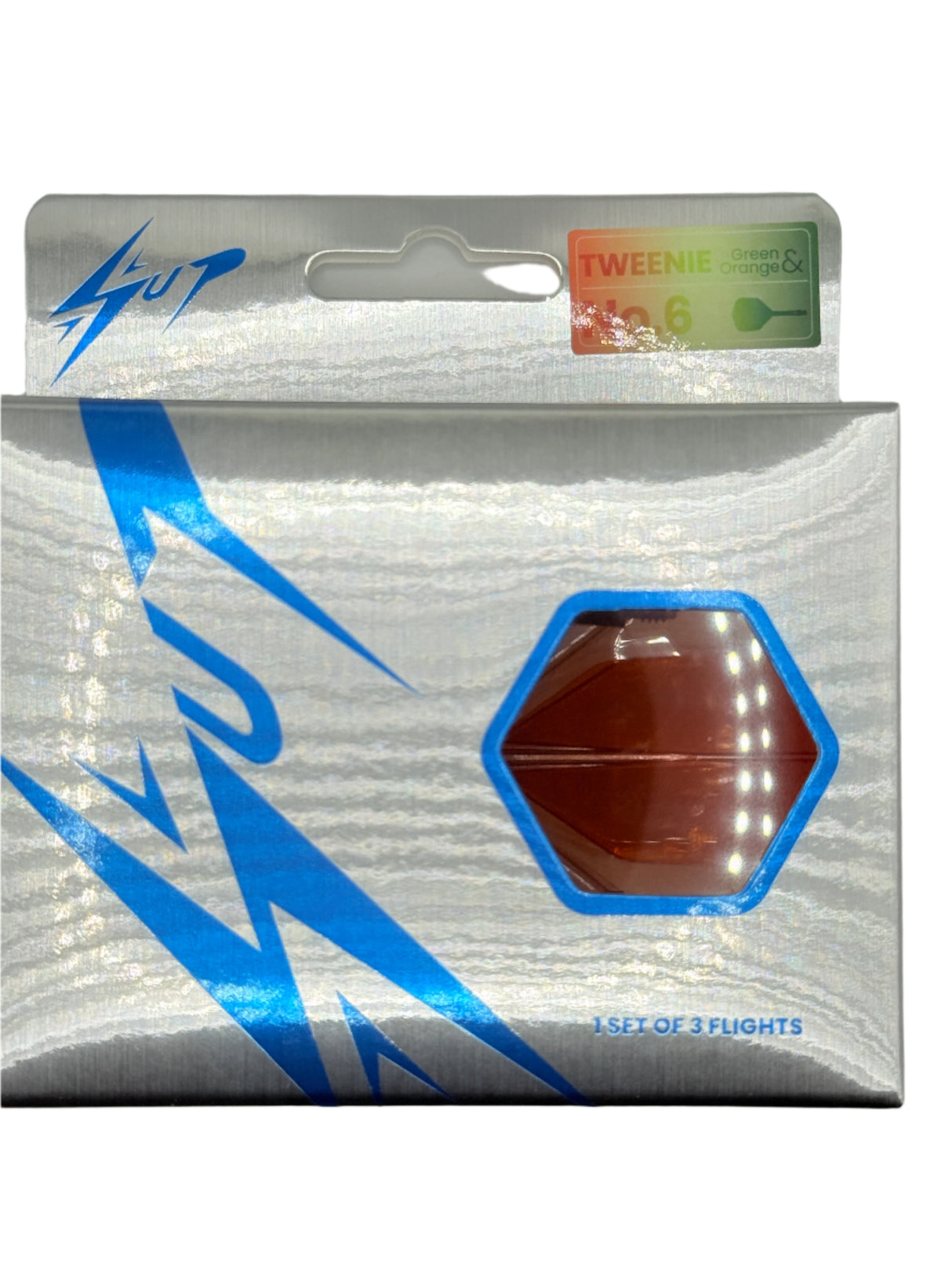 Caliburn Tweenie/Intermdiate NO6 SUP integrated dart flights and stems. Orange & Green Dragon