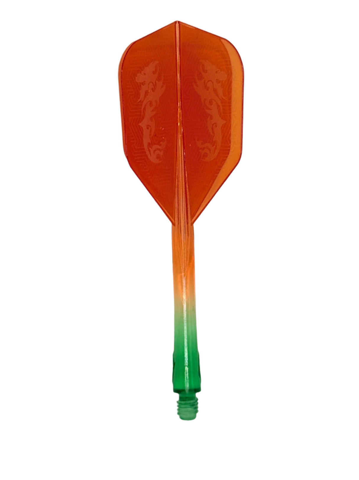 Caliburn Medium NO6 SUP integrated dart flights and stems Orange & Green Dragon