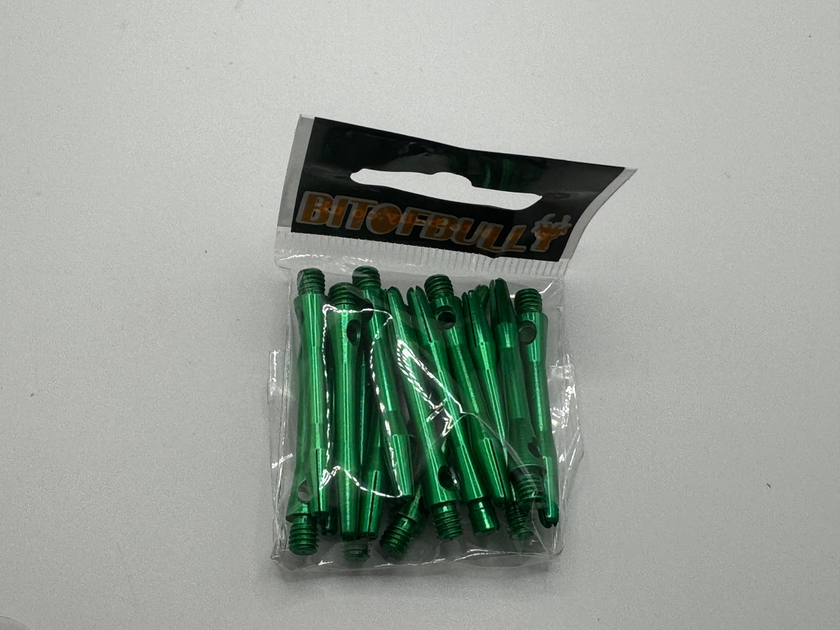 Green short 35mm Aluminium dart stems/shafts 5 sets