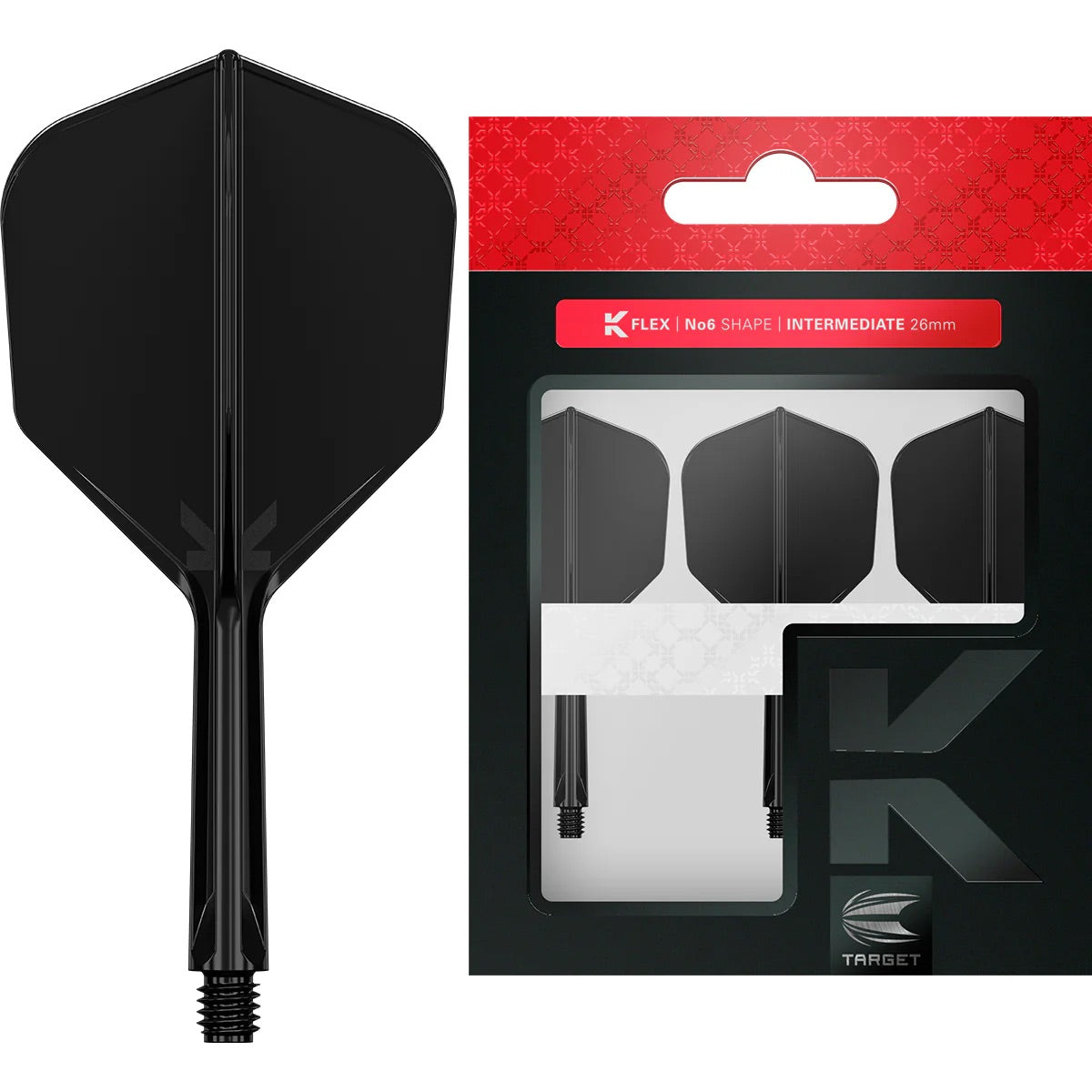 Target K-FLEX Black NO6 Intermediate. Dart Flights and Shafts