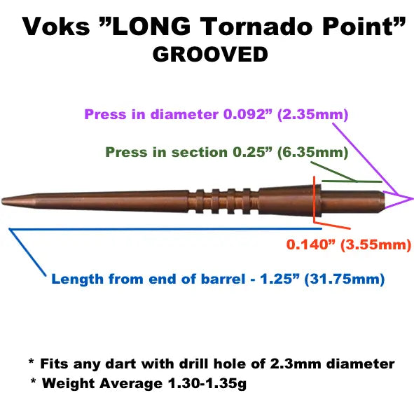 Voks long grooved tornado replacement dart points