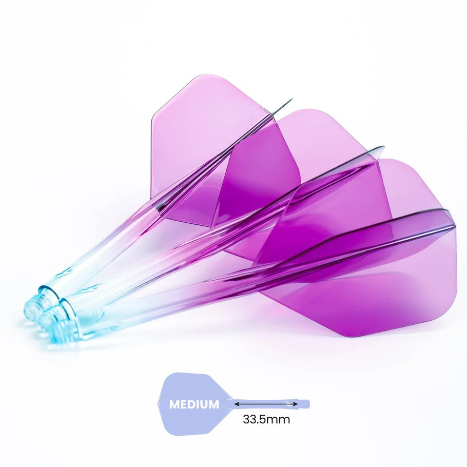 Caliburn Medium NO6 SUP integrated dart flights and stems. Blue and Purple
