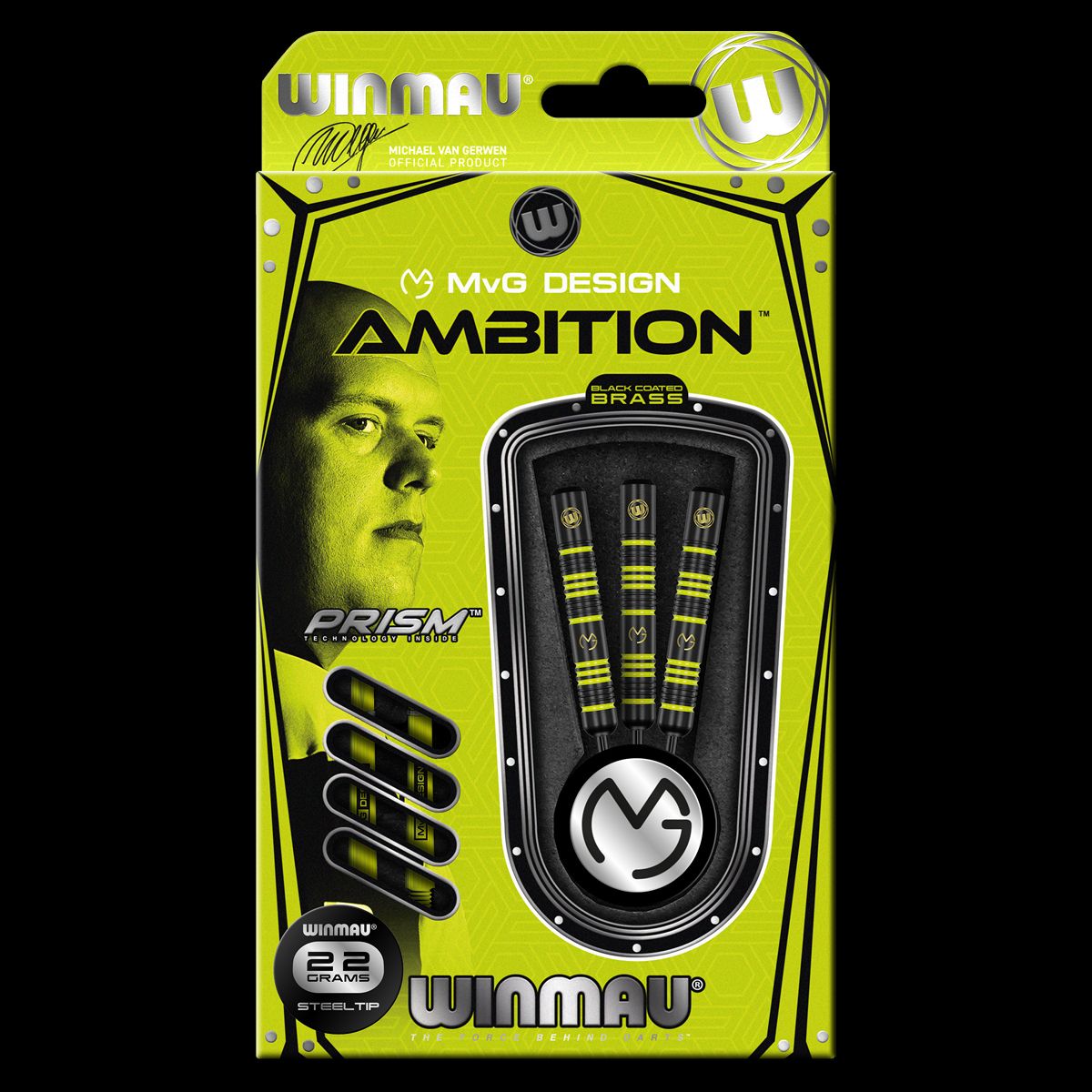 Winmau MVG Ambition 22g steel tip brass dart set