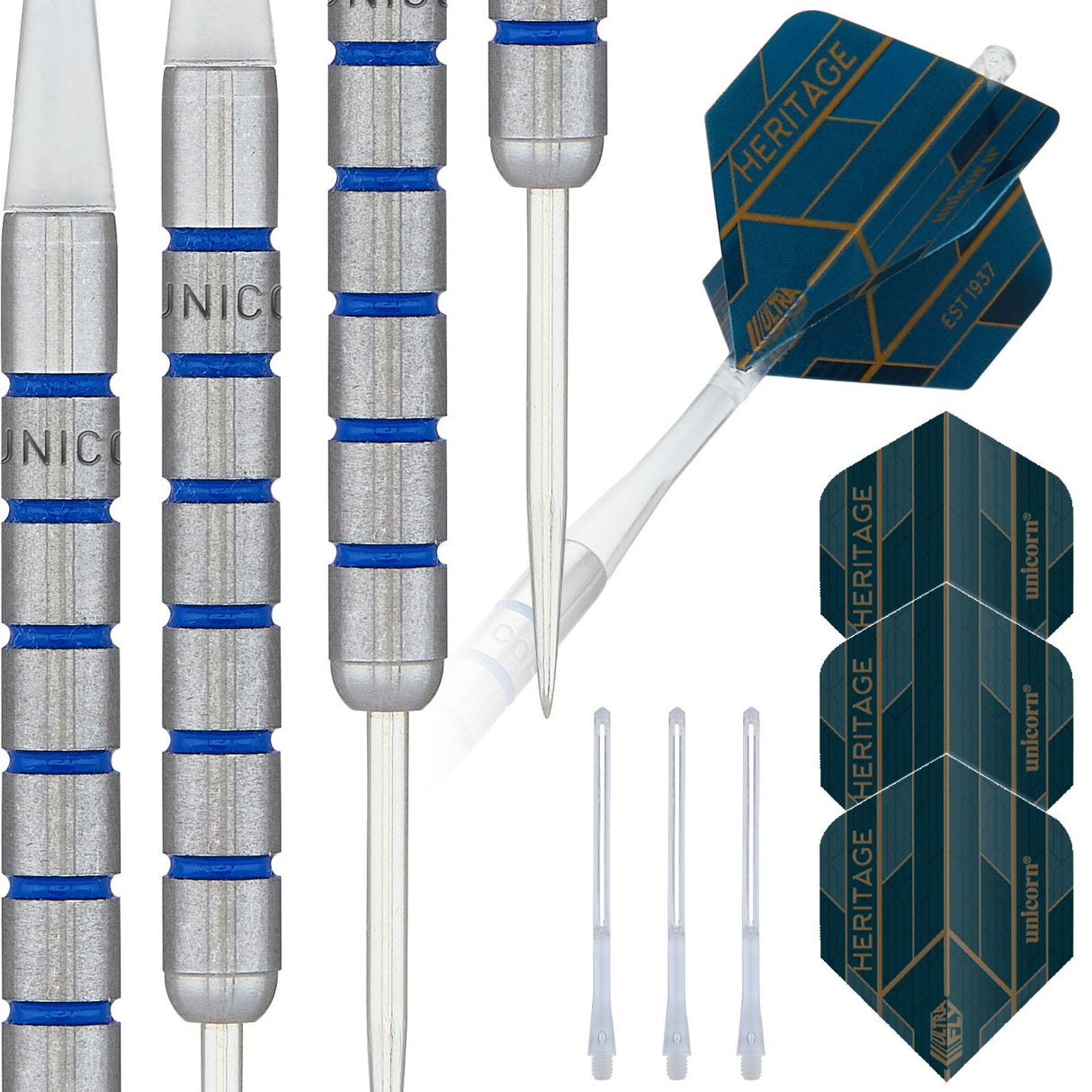 HERITAGE MAESTRO 1985 STEEL TIP DART SET - 80% TUNGSTEN - 22G