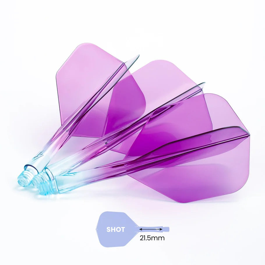 Caliburn Short NO6 SUP integrated dart flights and stems. Purple & Blue