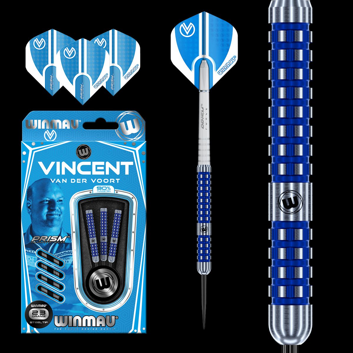 Winmau Vincent van Der Voort steel tip dart set 23g