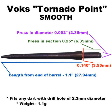 Voks smooth tornado replacement dart points