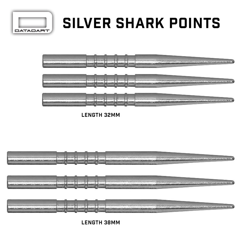 Datadart shark dart points silver 32mm