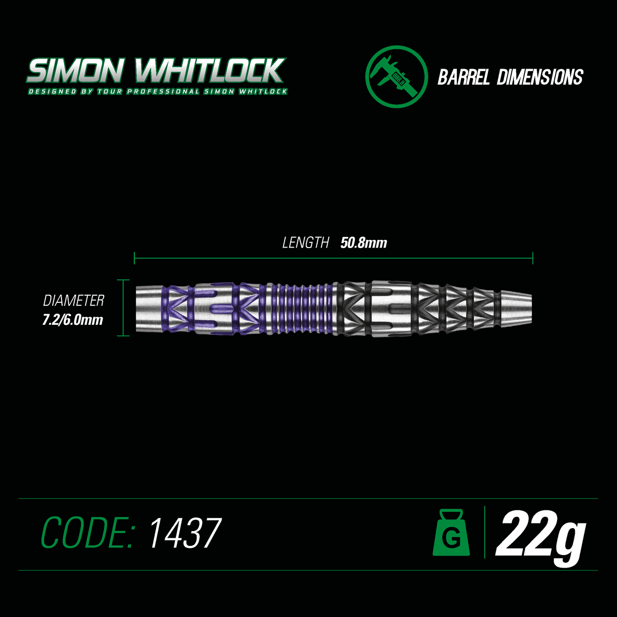 Winmau Simon Whitlock Signature Edition 22g steel tip dart set