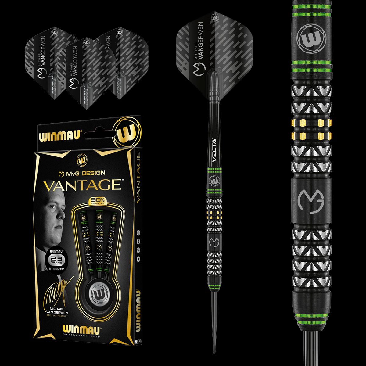 Winmau MVG Vantage 23g steel tip dart set