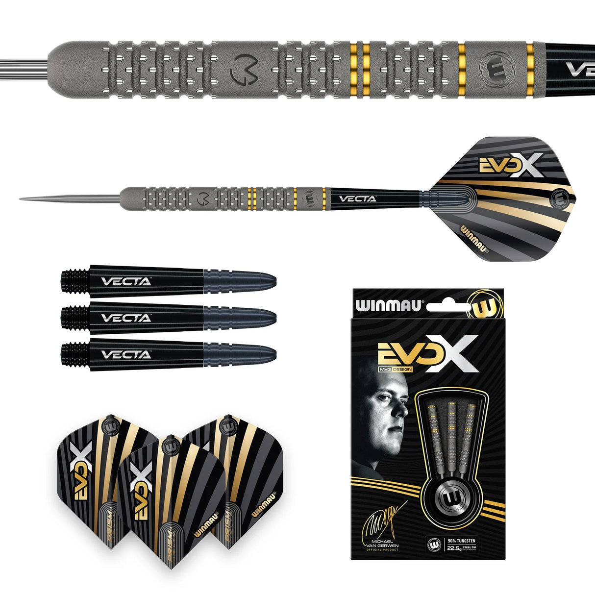 Winmau MVG EVOX 22.5g steel tip dart set