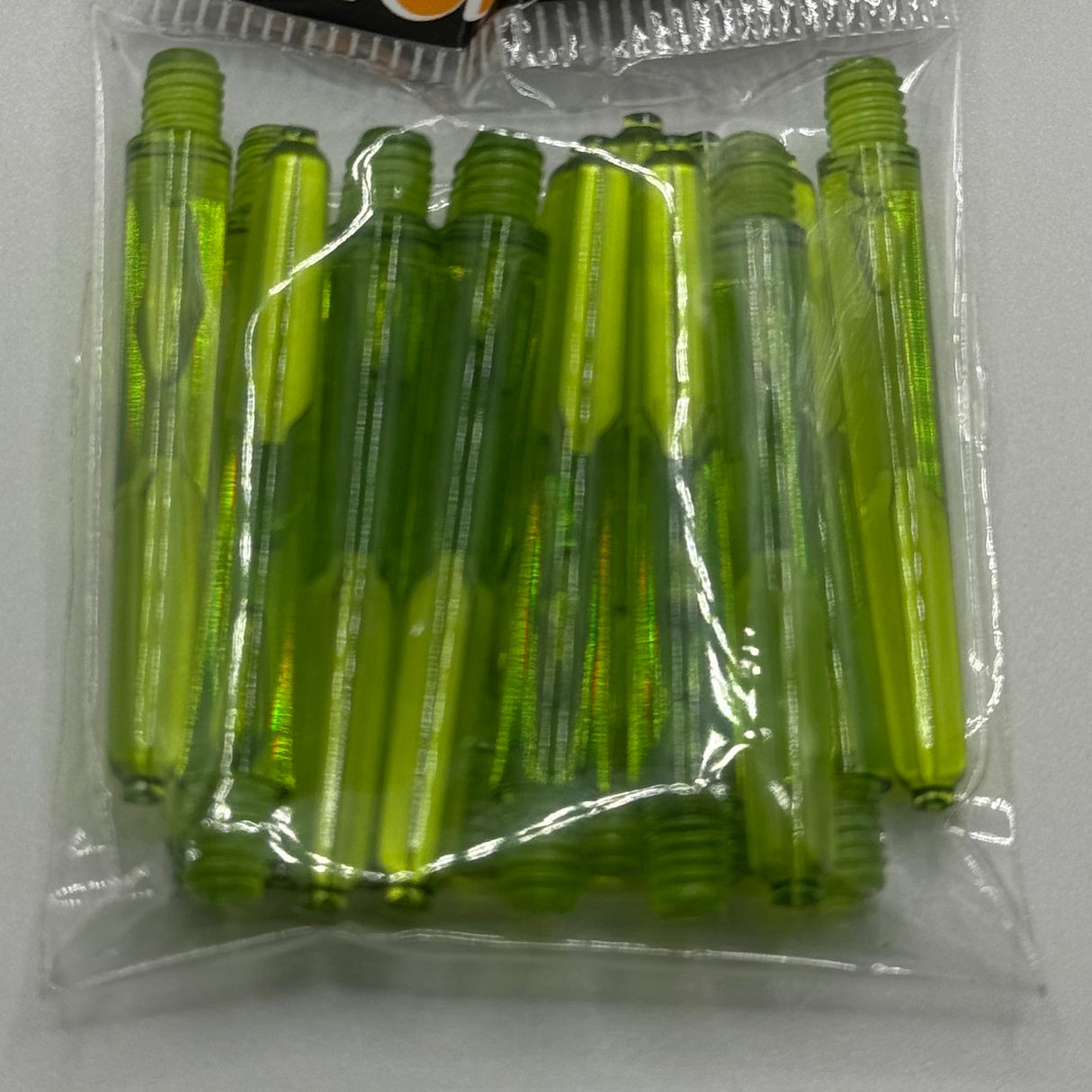 Green short 35mm polycarbonate bubble dart stems/shafts 5 sets