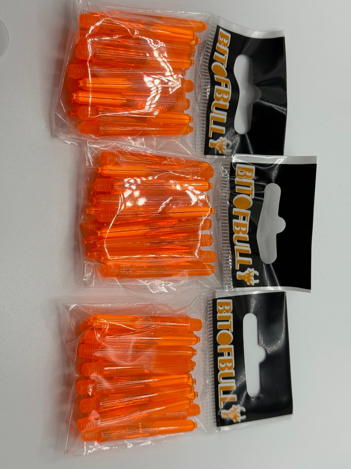 Orange short 35mm polycarbonate bubble dart stems/shafts/canes