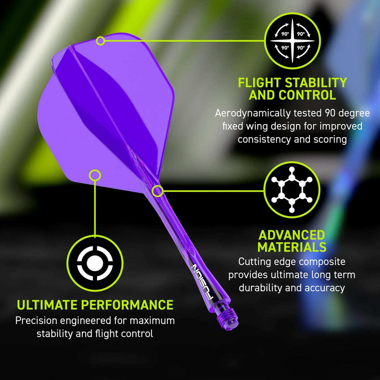 Winmau Fusion NO 2 Purple integrated Dart Flight & Shaft