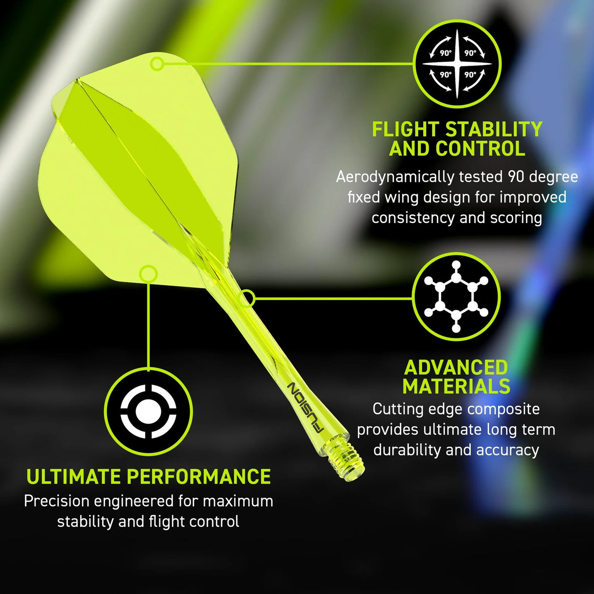 Winmau Fusion #6 Integrated Dart Flight & Shaft Yellow
