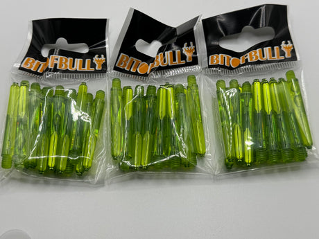 Green short 35mm polycarbonate bubble dart stems/shafts/canes