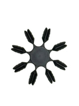 A black plastic dart flight protector designed to fit around the base of a dart flight. 8 Per ring. 10 rings per pack