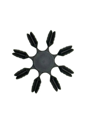 A black plastic dart flight protector designed to fit around the base of a dart flight. 8 Per ring. 10 rings per pack