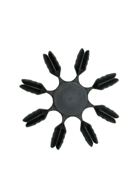 A black plastic dart flight protector designed to fit around the base of a dart flight. 8 Per ring. 10 rings per pack