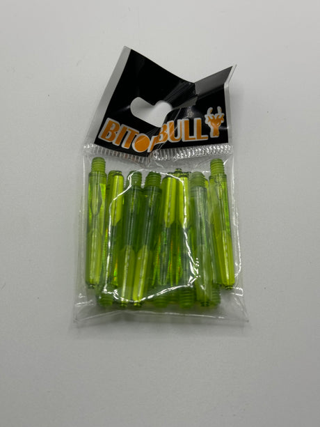 Green short 35mm polycarbonate bubble dart stems/shafts/canes