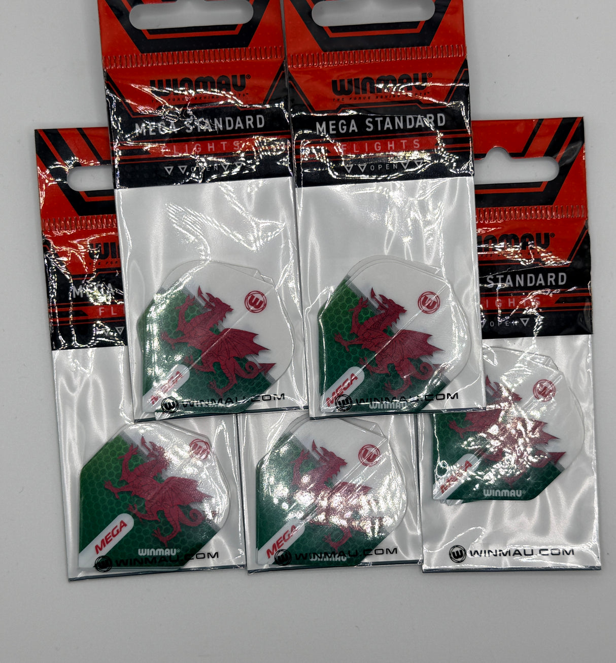 Winmau Mega Standard Wales Dragon Dart Flights (5 sets)