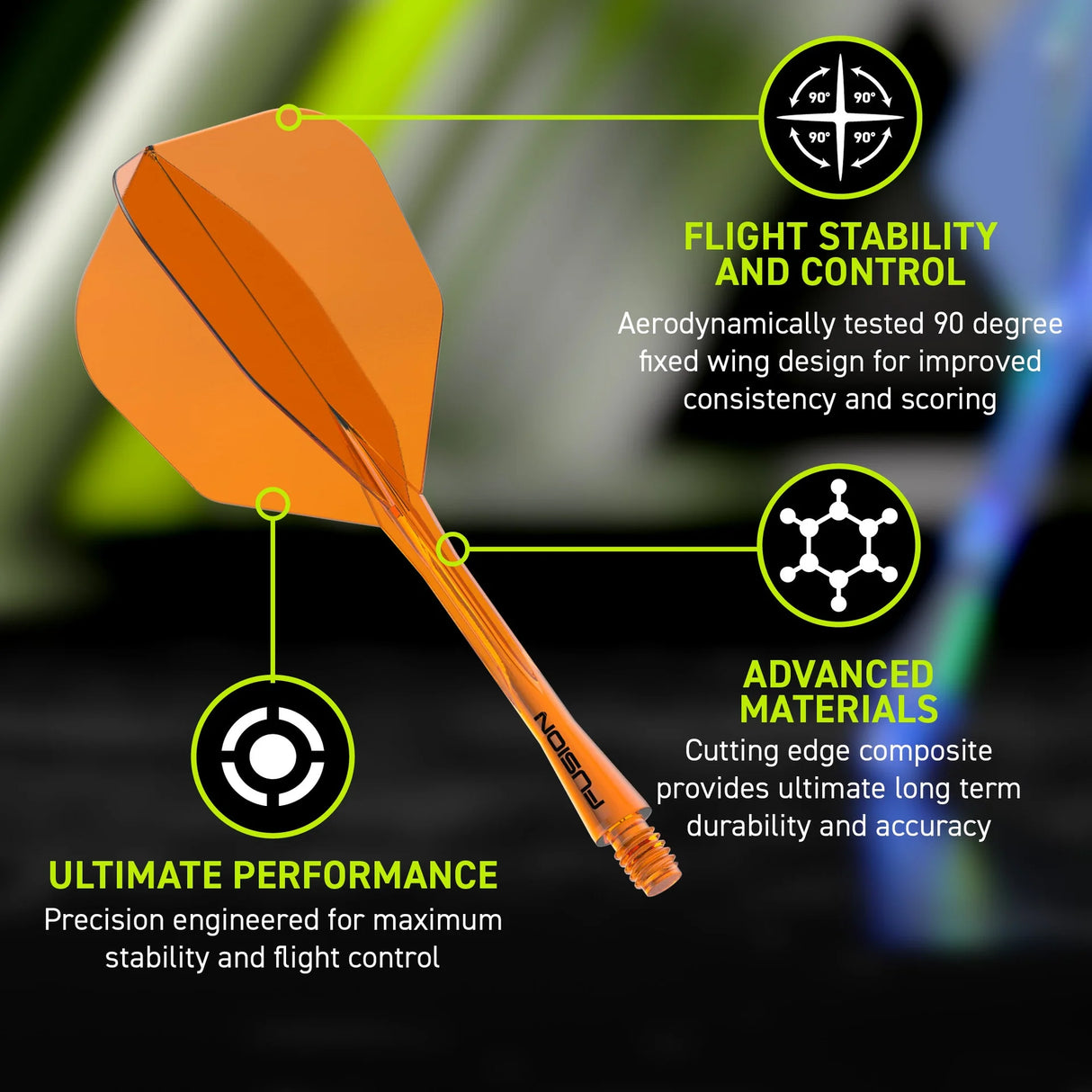 Winmau Fusion #6 Integrated Dart Flight & Shaft Orange
