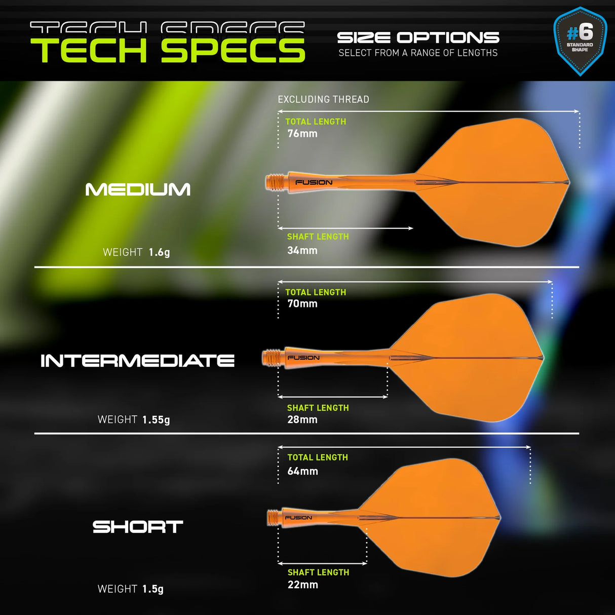 Winmau Fusion #6 Integrated Dart Flight & Shaft Orange