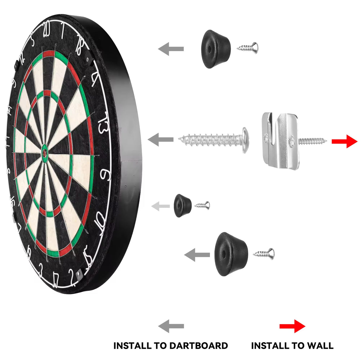 Dartboard wall hanging kit/bracket