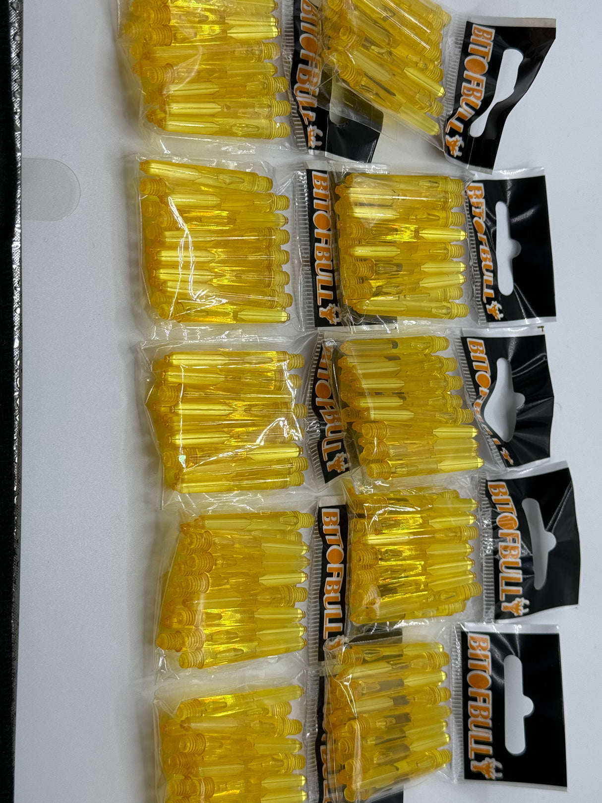 Yellow short 35mm polycarbonate bubble dart stems/shafts/canes