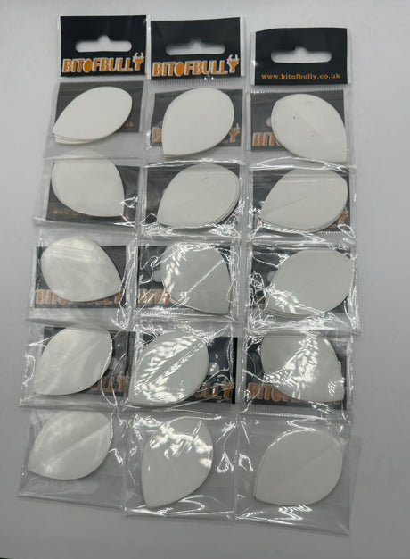 White poly plain 75 micron Pear shape dart flights