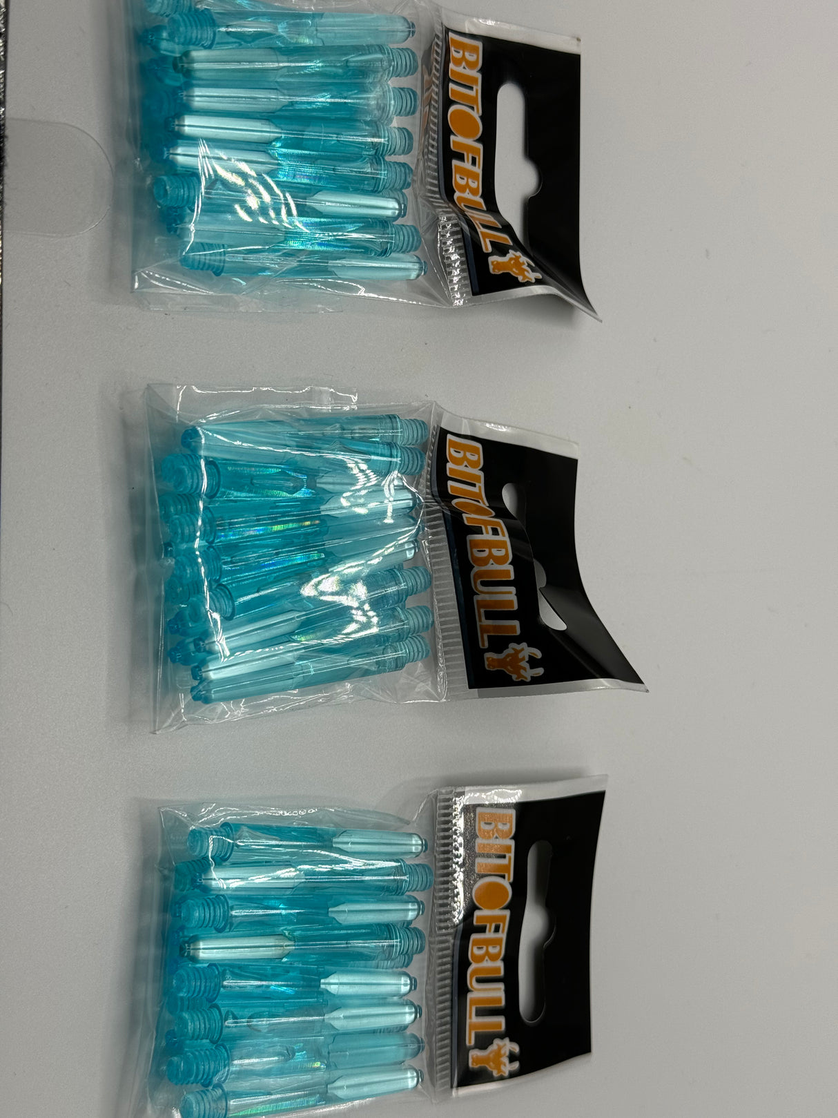 Blue short 35mm polycarbonate bubble dart stems/shafts/canes