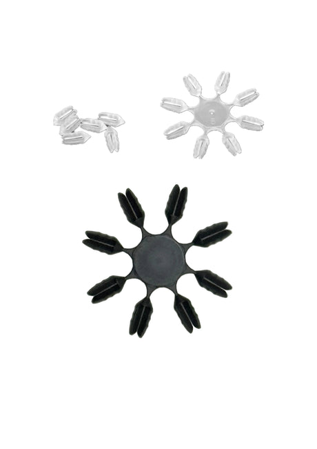 plastic dart flight protector designed to fit around the base of a dart flight. 8 Per ring. 10 rings per pack